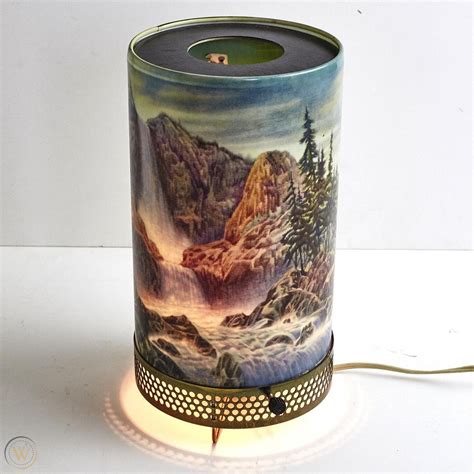 Vintage Waterfall Motion Lamp Cowboys Campfire 1956 La Goodman Mid