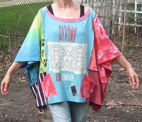 Upcycled T Shirt Poncho Upcycled Clothing Recycled T Shirts Etsy Uk