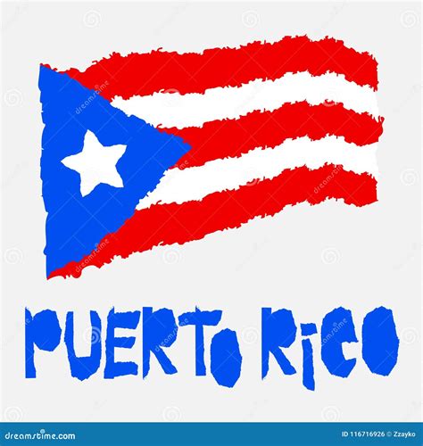 Vintage National Flag Of Puerto Rico In Torn Paper Grunge Texture Style