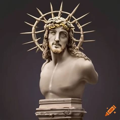 Sculpture Of Jesus Christ Wearing Crown Of Thorns On Craiyon