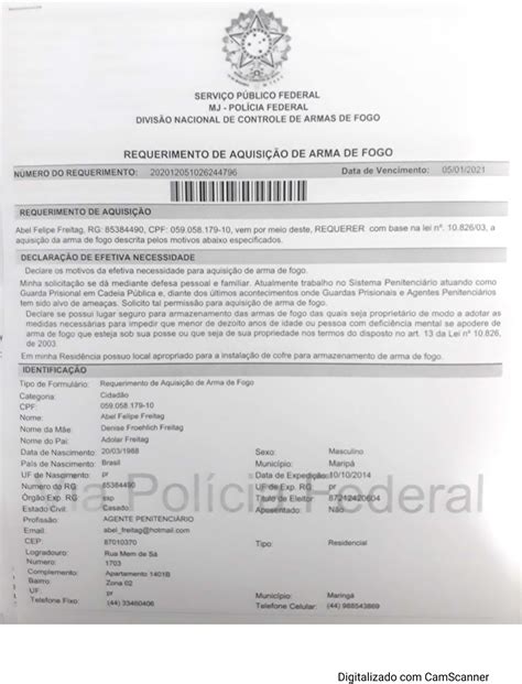 Requerimento De Aquisição De Arma De Fogo BRAINCP