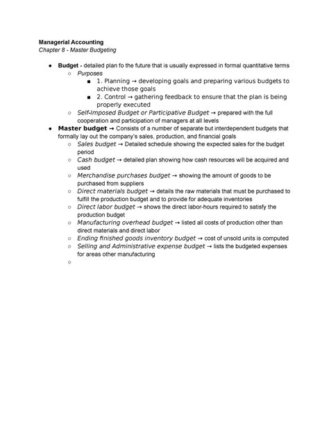 Chapter Managerial Accounting Notes With Lucy Chen Managerial