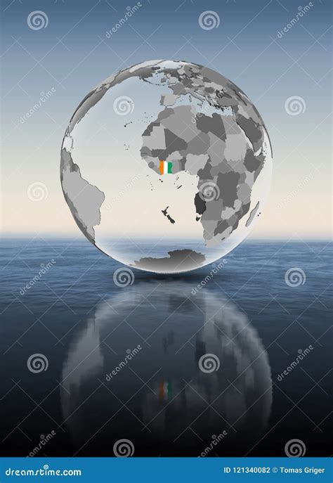 Ivory Coast On Translucent Globe Above Water Stock Illustration