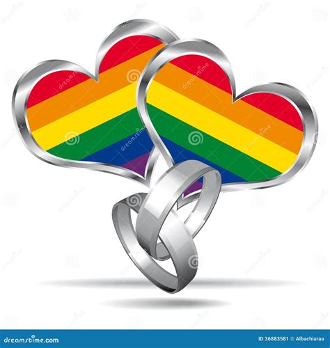 Simbolo Di Matrimonio Gay Con Gli Anelli Di Oro Bianco Illustrazione Vettoriale Illustrazione