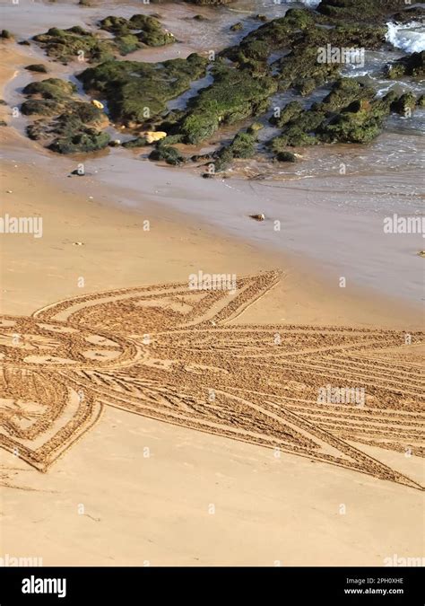 Beautiful Beach Sand Mandala In Albufeira In Portugal Praia Maria Luisa