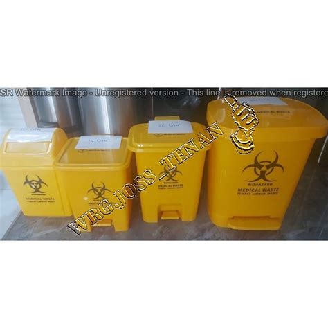 Jual Yellow Plastic Medical Thrash Bin Tempat Sampah Limbah Biohazard