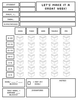 Editable Weekly Minecraft Behavior Chart By Samantha Armes Tpt