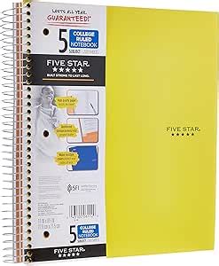 Five Star Cuadernos En Espiral Temas Papel Rayado Universitario