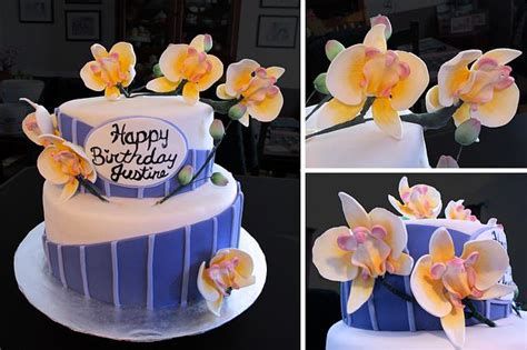 Orchid Birthday Cake - Decorated Cake by Jamie Cupcakes - CakesDecor