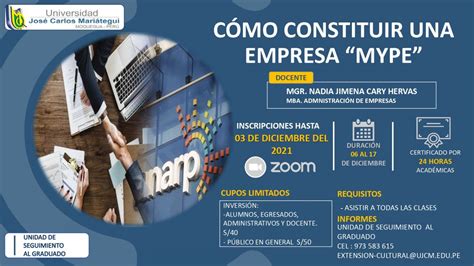 Curso Como Constituir Una Empresa Mype Universidad Jos Carlos