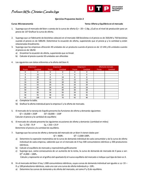 Ejercicios Propuestos Sesi N Profesor Msc Christian Canales Inga