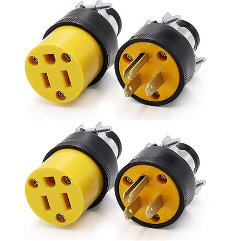 Goodhd 2 Male And 2 Female Replacement Electrical Plug Ends 3 Prong Extension Cord Etc