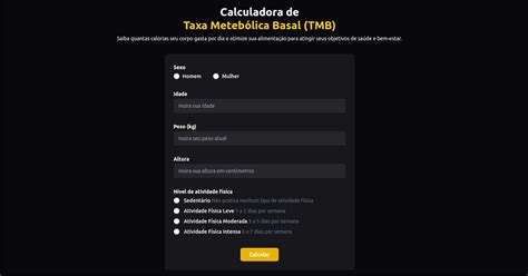 Calculadora De Taxa Metab Lica Basal Descubra Como Calcular Sua