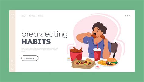 Premium Vector Break Eating Habits Landing Page Template Character With An Obsessive Eating