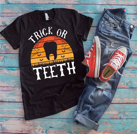 Halloween Dentist Shirt Trick Or Teeth Funny Dental Etsy Uk