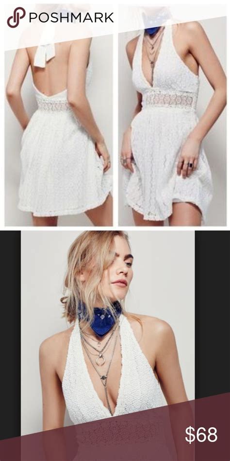 Free People White So Sweetly Halter Crochet Dress Crochet Dress