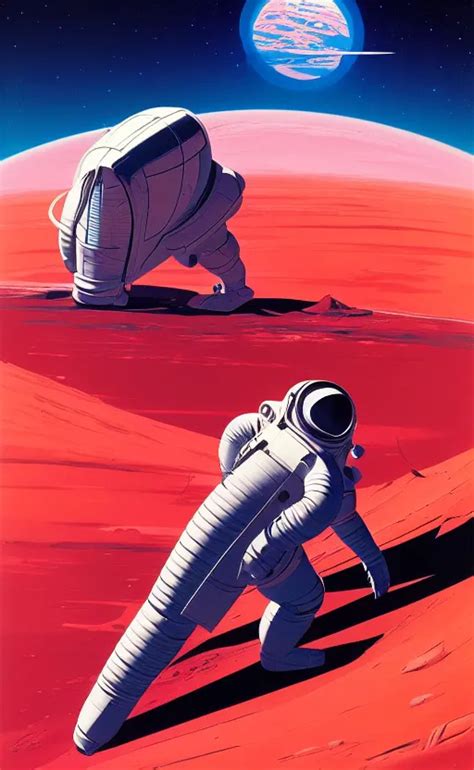 syd mead artwork of a futuristic astronaut abandoned | Stable Diffusion ...