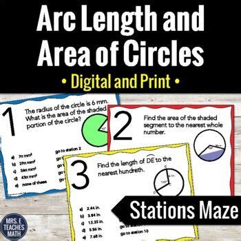 Arc Length And Area Of Sectors Activity Digital And Print