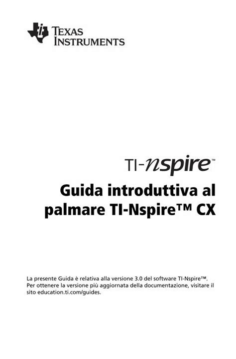 PDF Guida Introduttiva Al Palmare TI Nspire CX Guida Introduttiva