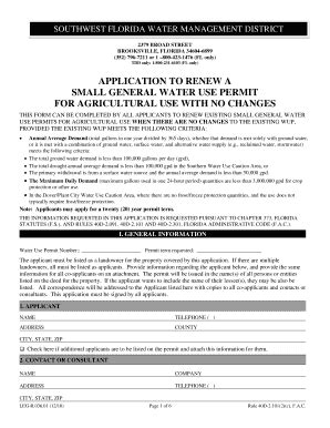 Fillable Online Swfwmd State Fl Application To Renew A Small General