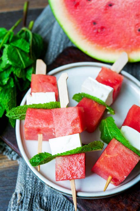 Melonen Feta Spieße ganz einfaches Rezept