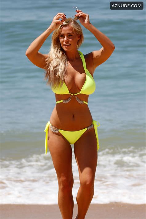 Chloe Meadows Sexy In A Bright Green Bikini On Beach In Portugal AZNude