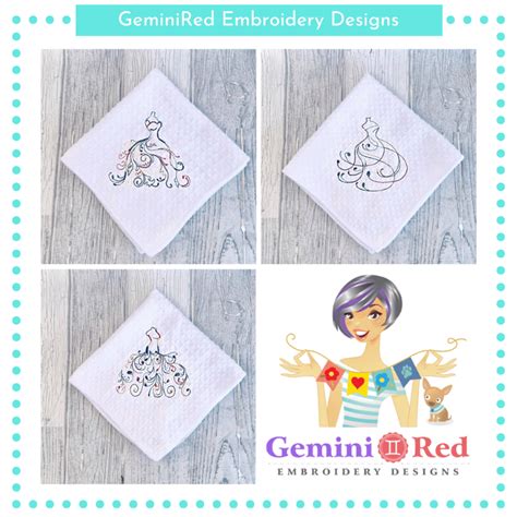 Fancy Dress Redwork Set Two Sizes Geminired Embroidery Designs