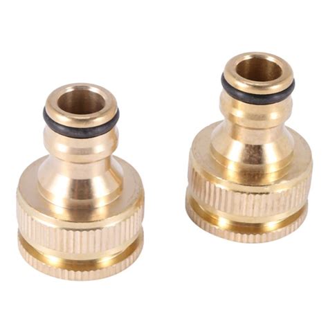 2 Pack Brass Garden Hose Hosepipe Tap Connector 1 2 Inch And 3 4 Inch 2