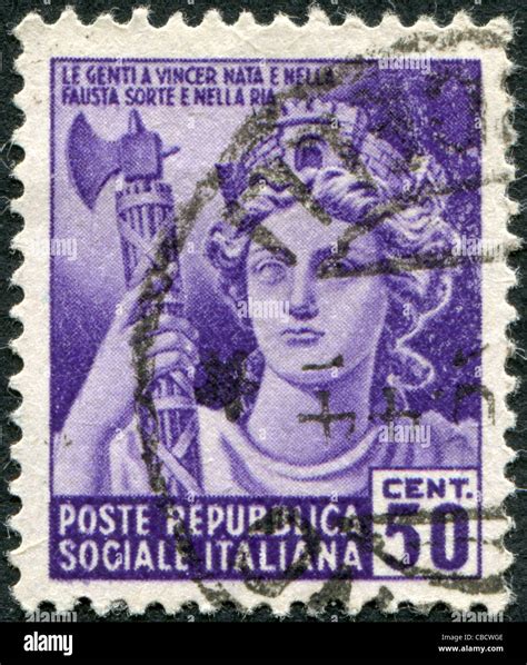 Italy Circa A Stamp Printed In Italy Shows An Allegory Italia