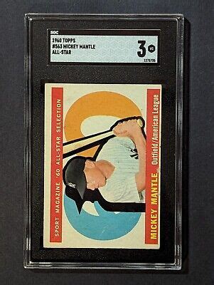 Topps Mickey Mantle All Star High Number Graded Sgc Vg Ny