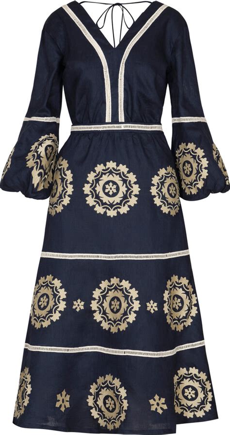 Andres Otalora Mapa Embroidered Linen Midi Dress ShopStyle