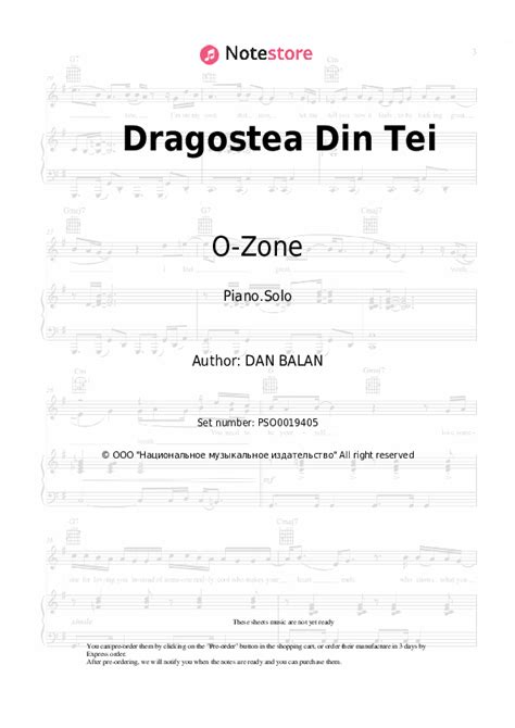 O Zone Dragostea Din Tei Piano Sheet Music In Note Store Piano