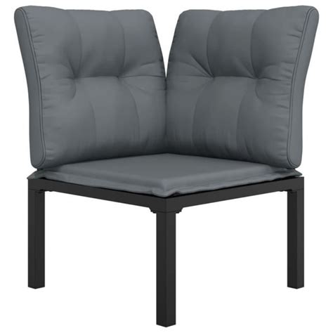 Zerodis Chaise d angle de jardin avec coussins noir gris résine tressée