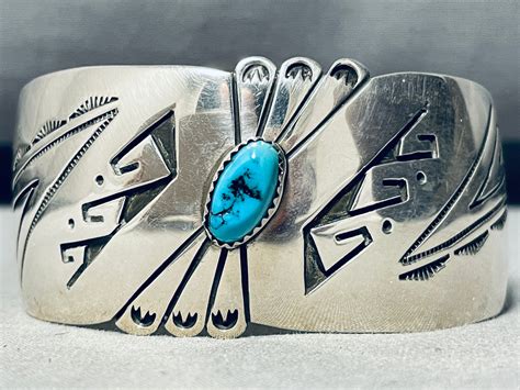 Water Waves Vintage Native American Navajo Turquoise Sterling Silver