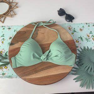 Shade Shore Swim Nwt Sage Green Lightly Lined Tiefront Bikini Top