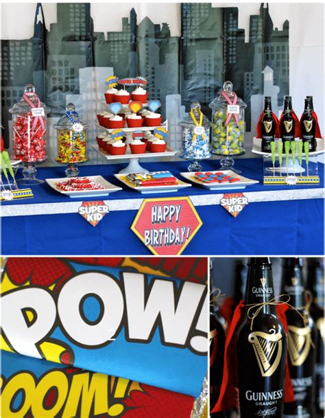 Pow A 30th Superhero Birthday Party Dessert Table Pizzazzerie