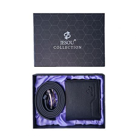 Set Cadou Pentru Barbati JESOU COLLECTION Cutie Cu Portofel Si Curea