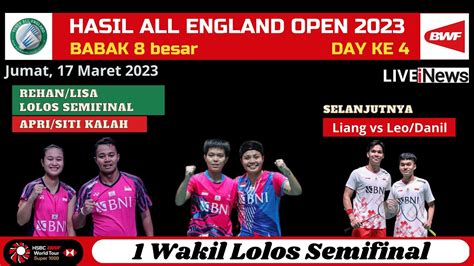 Hasil All England Open 2023 Hari Ini Babak 8 Besar Rehan Lisa Menang