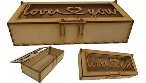 Caja Regalo San Valentín 5x23x10 Cm Mdf 3mm Sin Armar 10pzas