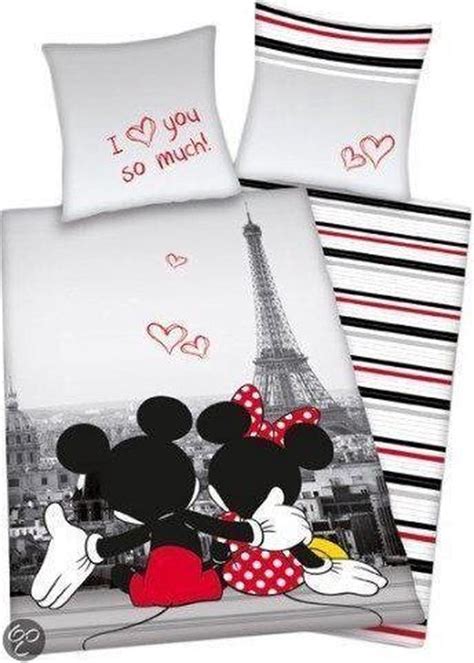 Disney Mickey Minnie Mouse Paris Dekbedovertrek Eenpersoons