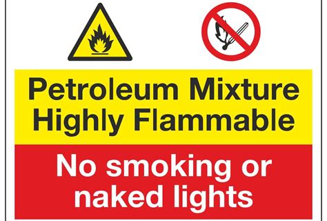 Petroleum Mixture Highly Flammable No Smoking Or Naked Lights Linden Signs Print