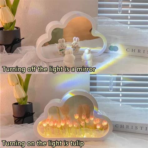 Cloud Tulip Mirror Night Light Luminous Decoration Creative Etsy Uk