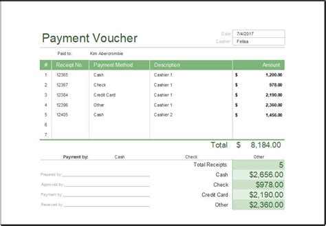 Cheque Receipt Voucher Template Excel Superb Printable Receipt