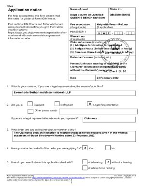 Fillable Online Make An Application To A Court Application Notice