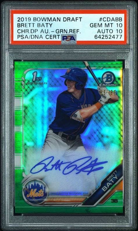 Brett Baty 2019 Bowman Draft CDA BB Chrome DP Auto Green Refractor