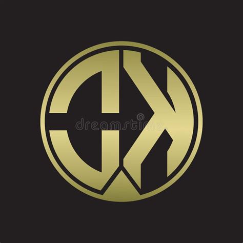 Ok Logo Monogram Circle With Piece Ribbon Style On Gold Colors Stock