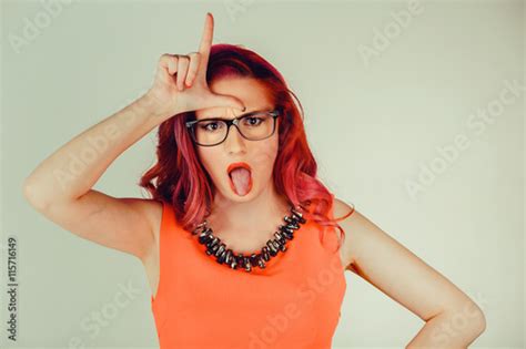 Woman Showing Loser Sign Stock Photo Adobe Stock