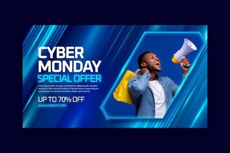 Plantilla De Banner Horizontal Realista Para La Venta Del Cyber Monday