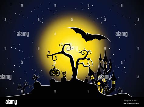 Halloween night scene Stock Vector Image & Art - Alamy