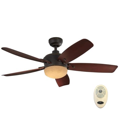 Harbor Breeze Saratoga 48 In Oil Rubbed Bronze Led Indoor Outdoor Downrod Ceiling Fan With Light